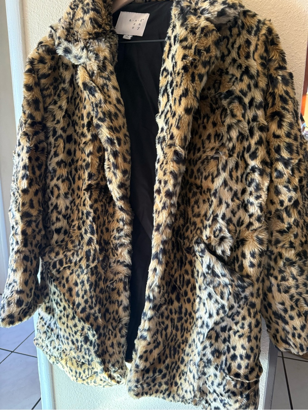 Leopard Print Faux Fur Coat - Women